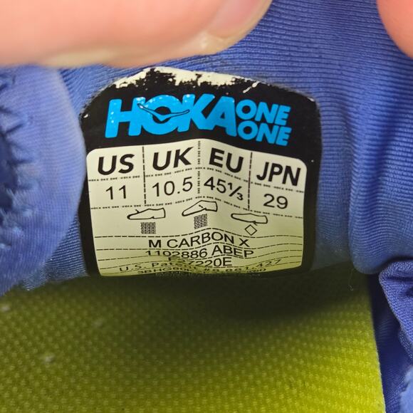 Hoka One One Carbon X Royal Blue Green Athletic Gym Daily Running Shoe Mens 11 - Picture 13 of 13